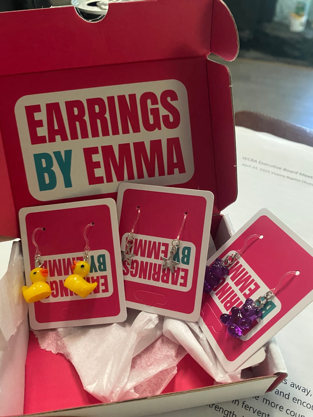 Customer photo review of Rubber Duckie Dangles Hypoallergenic Earrings for Sensitive Ears Made with Plastic Posts