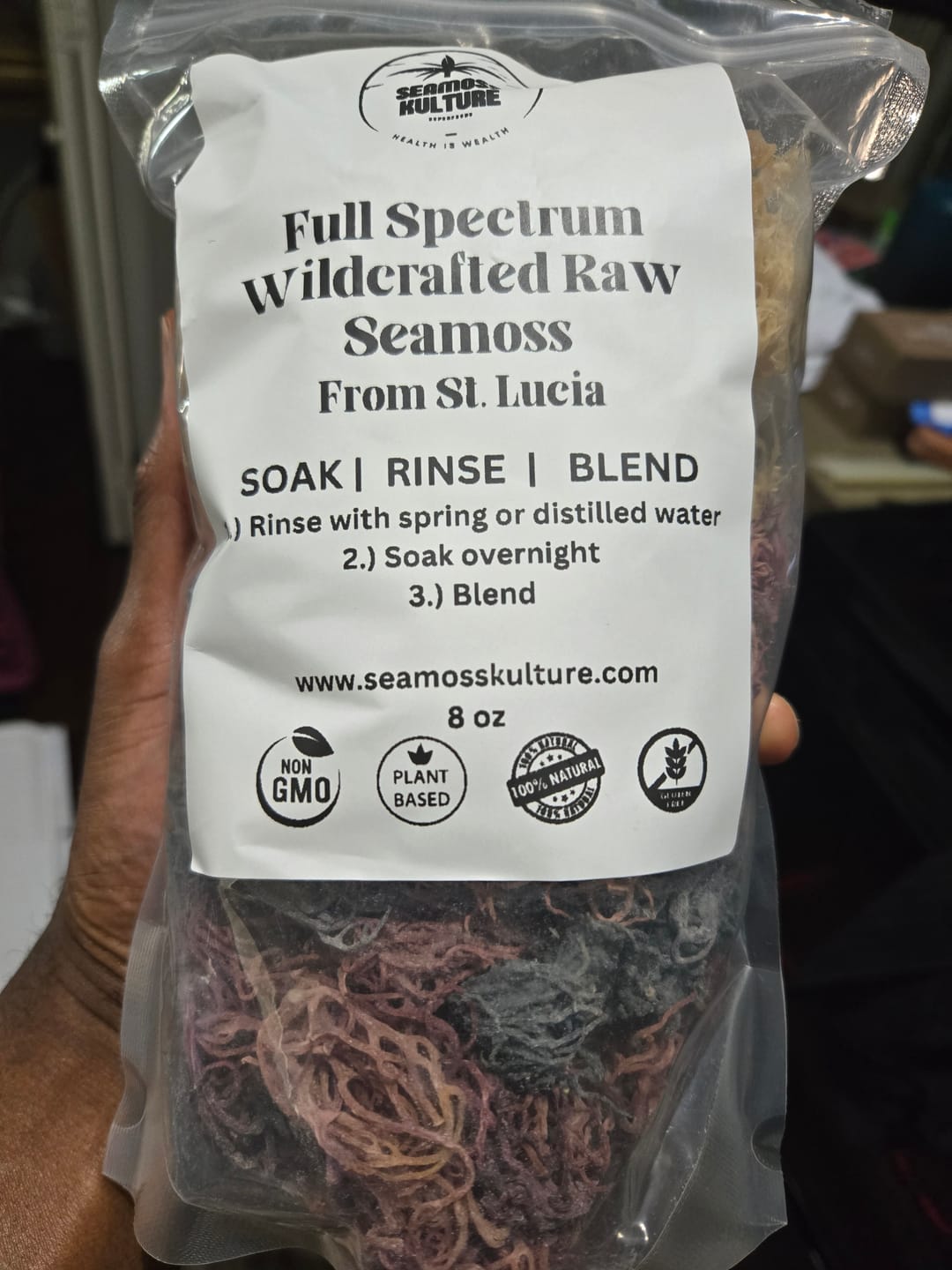 Customer photo review of Premium Full Spectrum St. Lucian Wildcrafted Raw Sun dried Sea Moss (Irish Sea Moss)