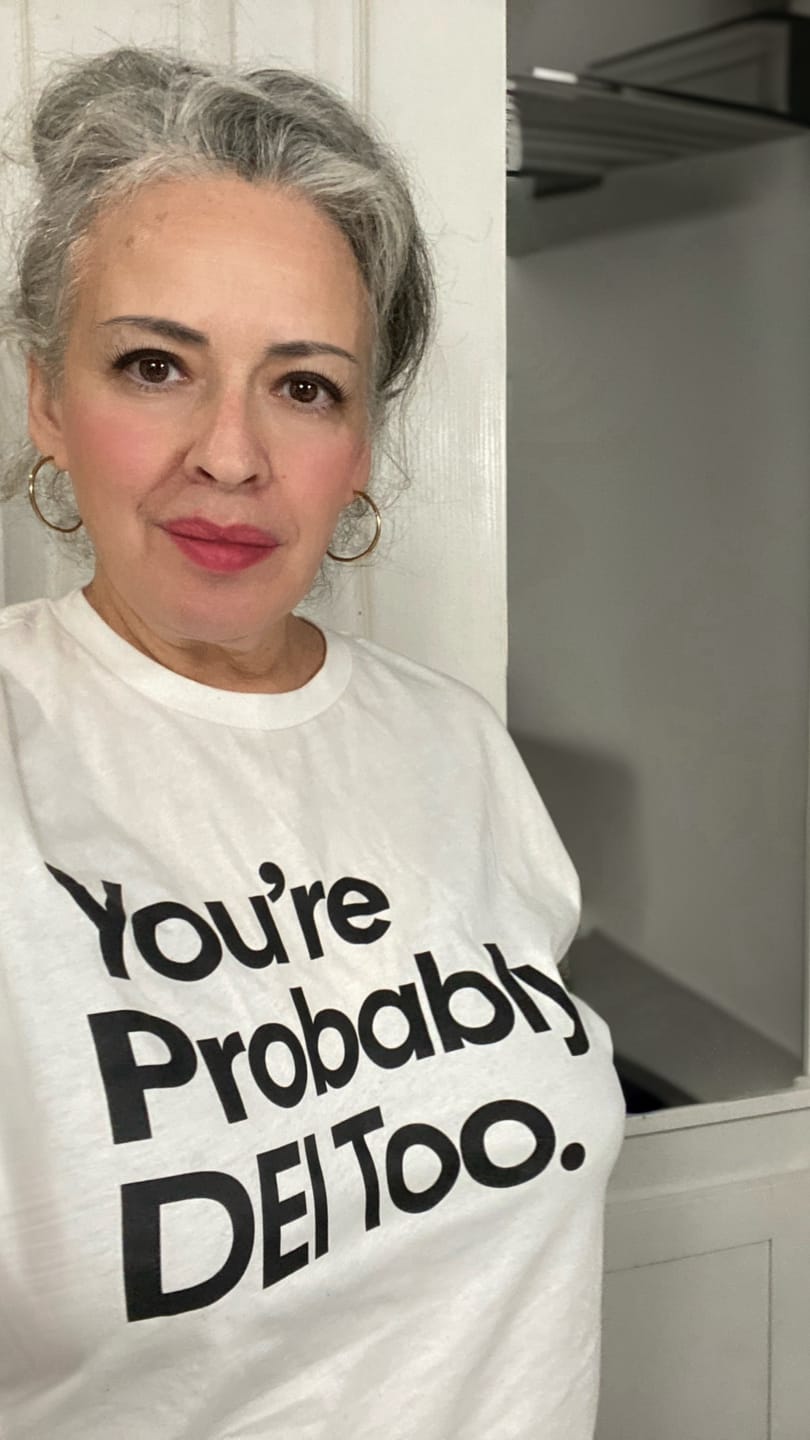 Customer photo review of You're Probably DEI Too Unisex Tee (Front and Back Design Print)
