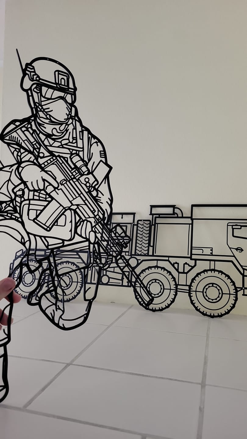 Customer photo review of Your Custom Military Equipment Silhouette Metal Wall Art