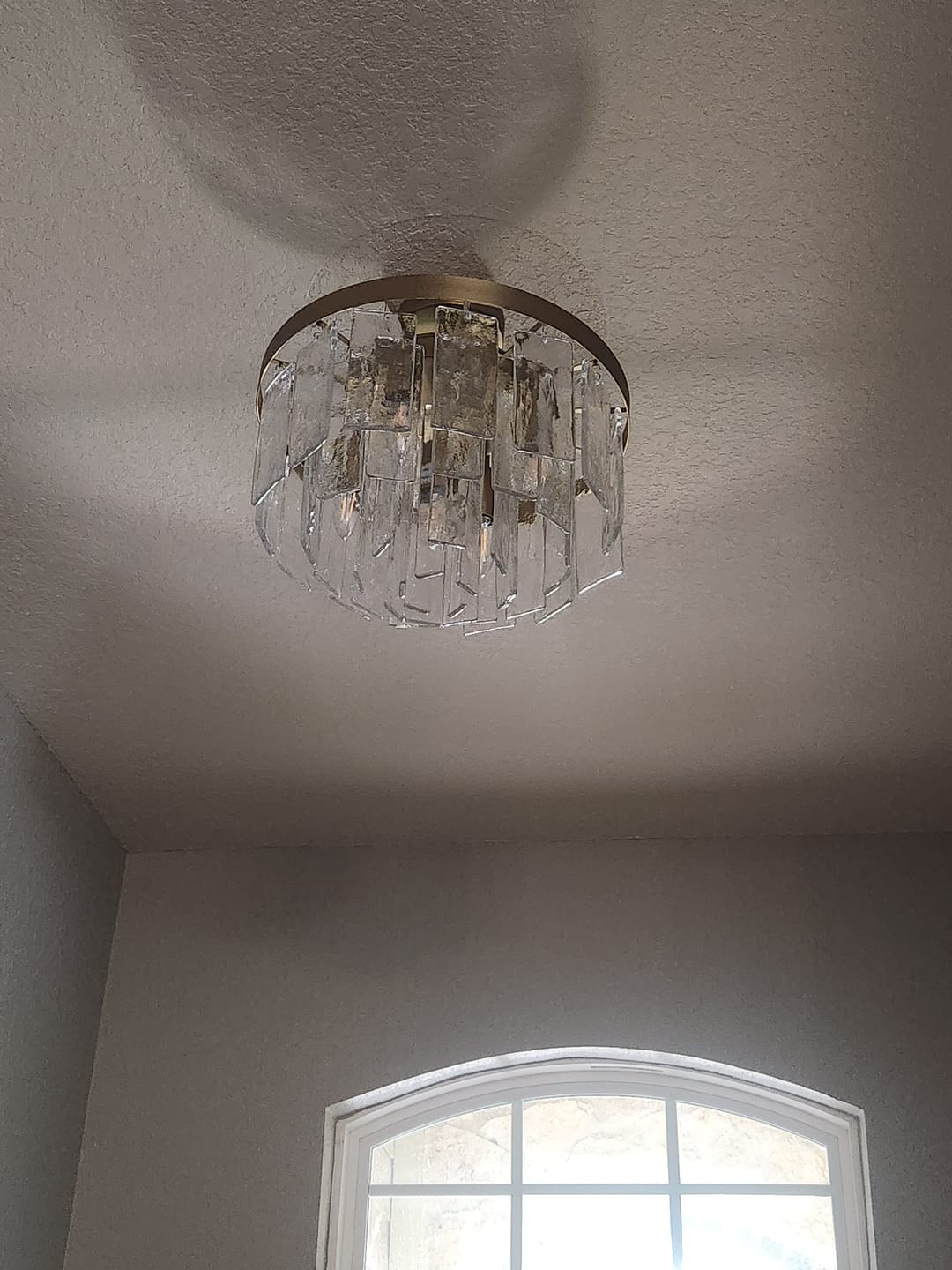 Customer photo review of Tiered Hammered Water Glass Round Semi Flush Mount