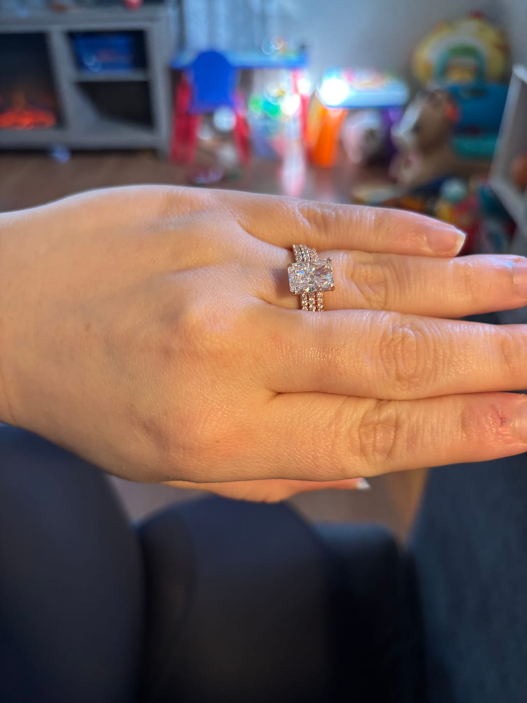 Customer photo review of S925 3.5 Carat Radiant Cut Wedding Ring Set In Sterling Silver Holiday Ring Gift For Women