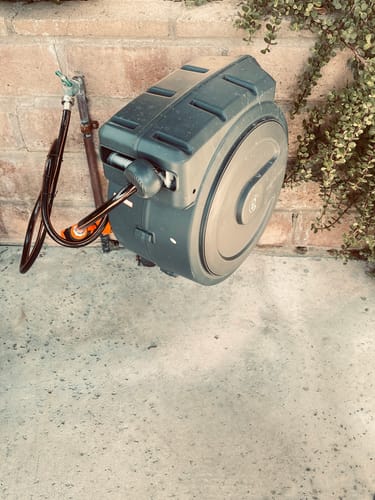 Customer photo review of Retractable Garden Hose Reel 62ft-155ft