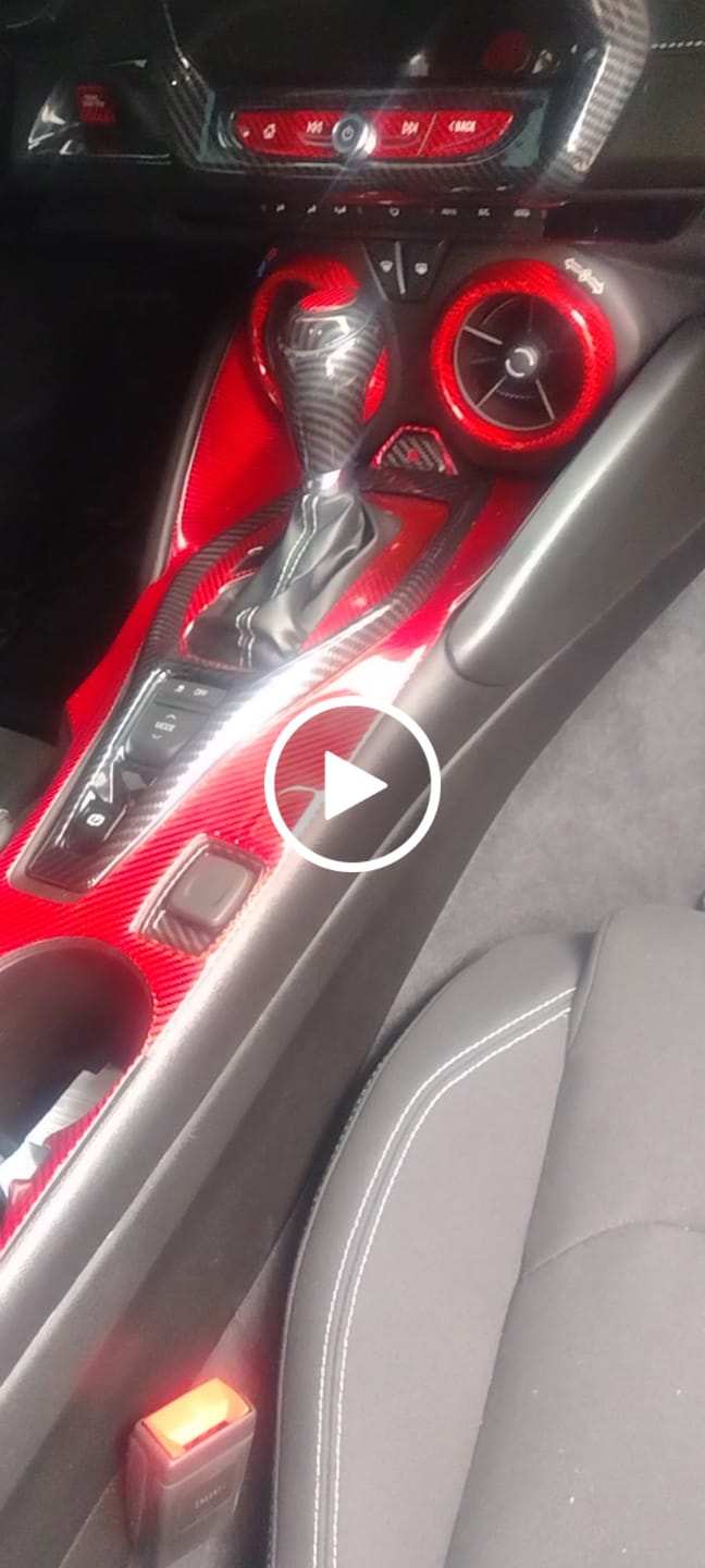 Customer video review of 2016-2024 Chevy Camaro Real Carbon Fiber Interior Hazard Button Cover
