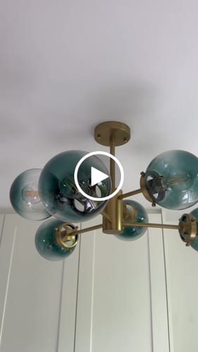 Customer video review of Sputnik Blue Glass Globe Bubble Chandelier