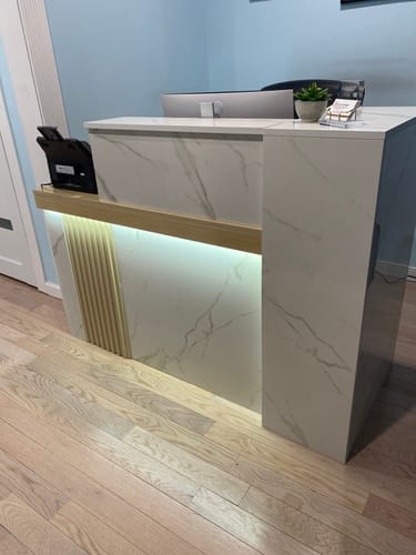 Customer photo review of Contemporary and Sleek Reception Desk with Cashier Counter（Stock Items）