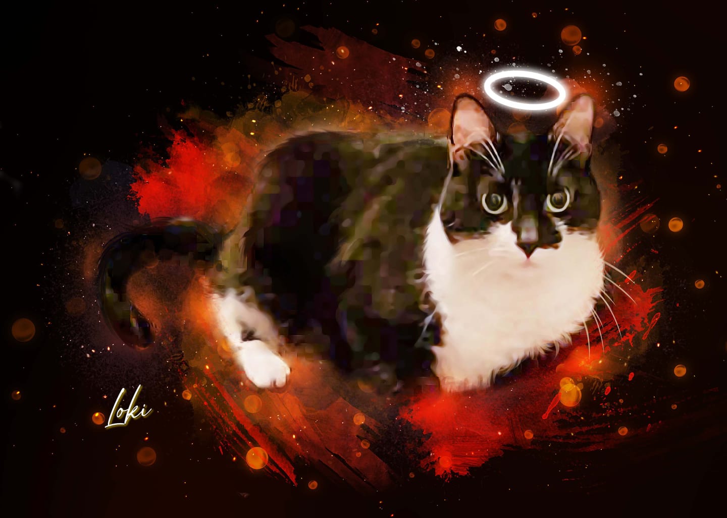 Customer photo review of Custom Neon Watercolor Pet Portrait – Aesthetic Neon Style (AN)