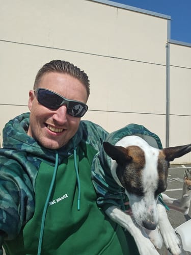 Customer photo review of Forest Camo Dog Hoodie