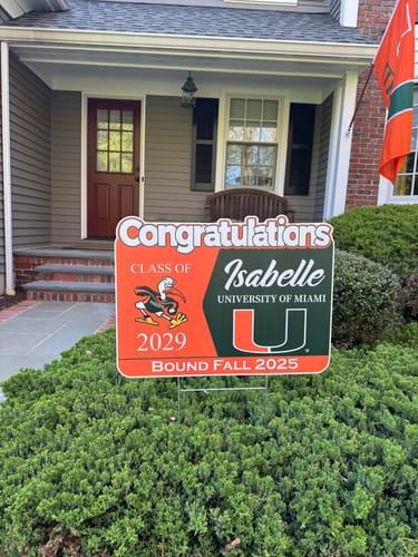 Customer photo review of Personalized College Bound Future Yard Sign