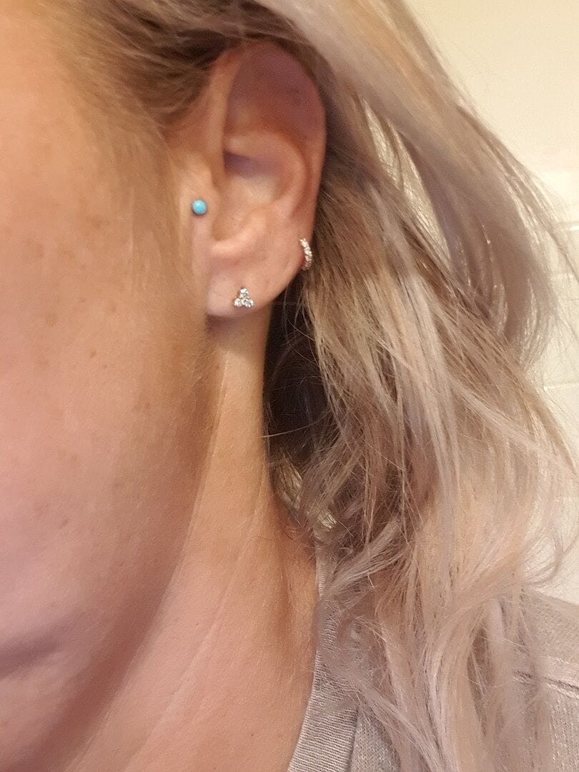 Customer photo review of 14K Gold Daily CZ Cartilage Hoop Earring