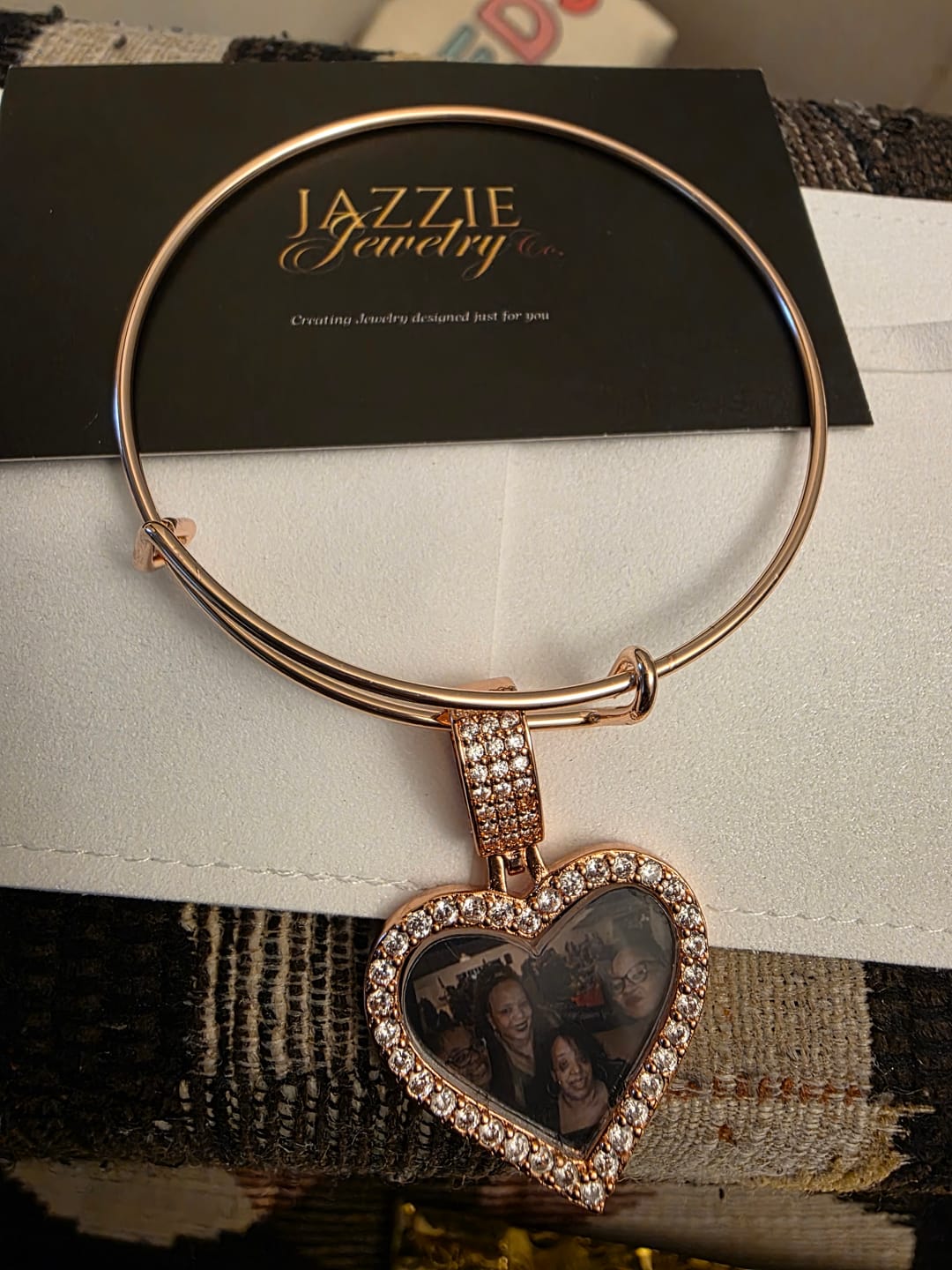 Customer photo review of Hearts Photo Bangle Bracelet