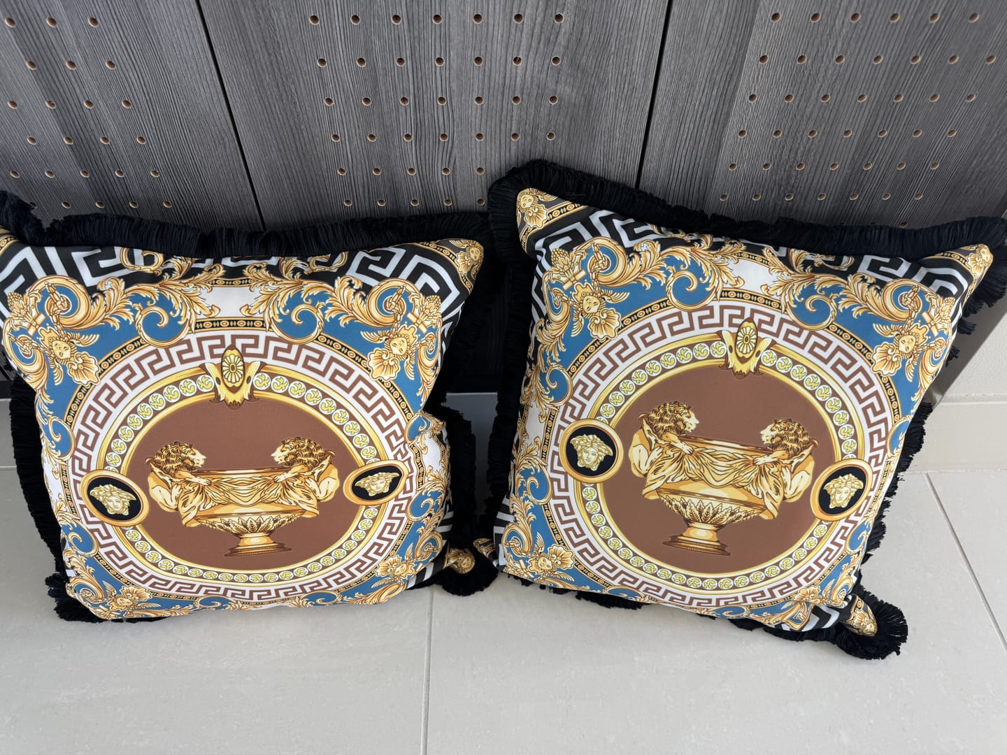 Customer photo review of Luxury Baroque Design Fabric - Gold & Blue Ornate Pattern Fabric By The Yard