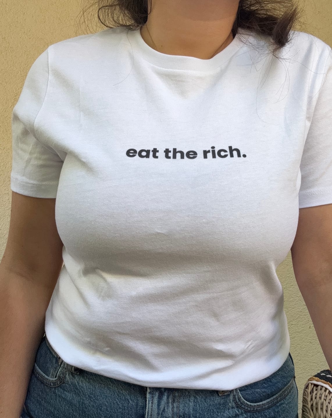 Customer photo review of eat the rich.  - Ladies Organic Shirt