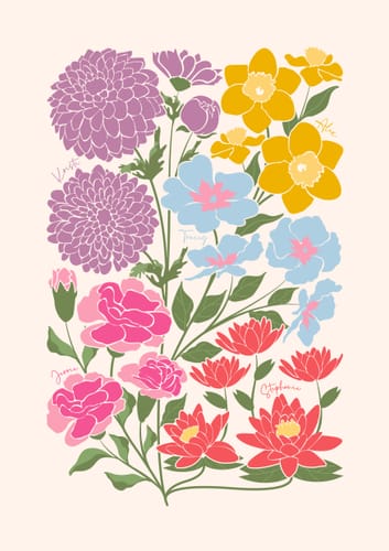 Customer photo review of 'In Bloom' Family Birth Flower Illustration
