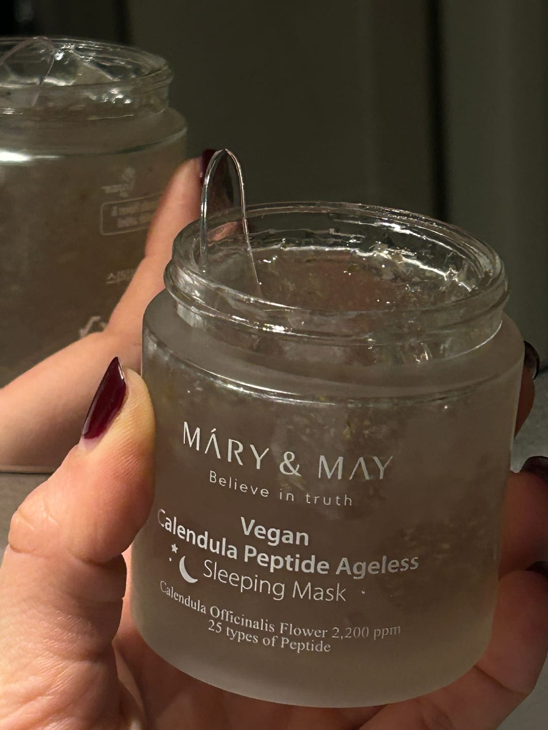 Customer photo review of Pretvecuma miega maska Mary&May Calendula Peptide Ageless Sleeping Mask