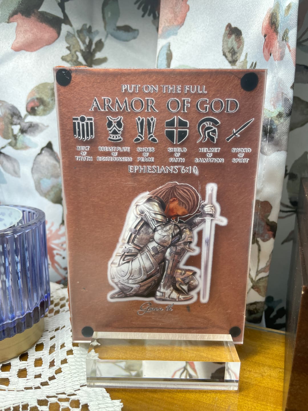 Customer photo review of Personalized Woman Warrior of God Put On The Full Armor of God Ephesians 6-10 Acrylic Plaque