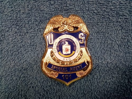 Customer photo review of US CIA SAD Special Agent Badge Solid Copper Replica Movie Props #101