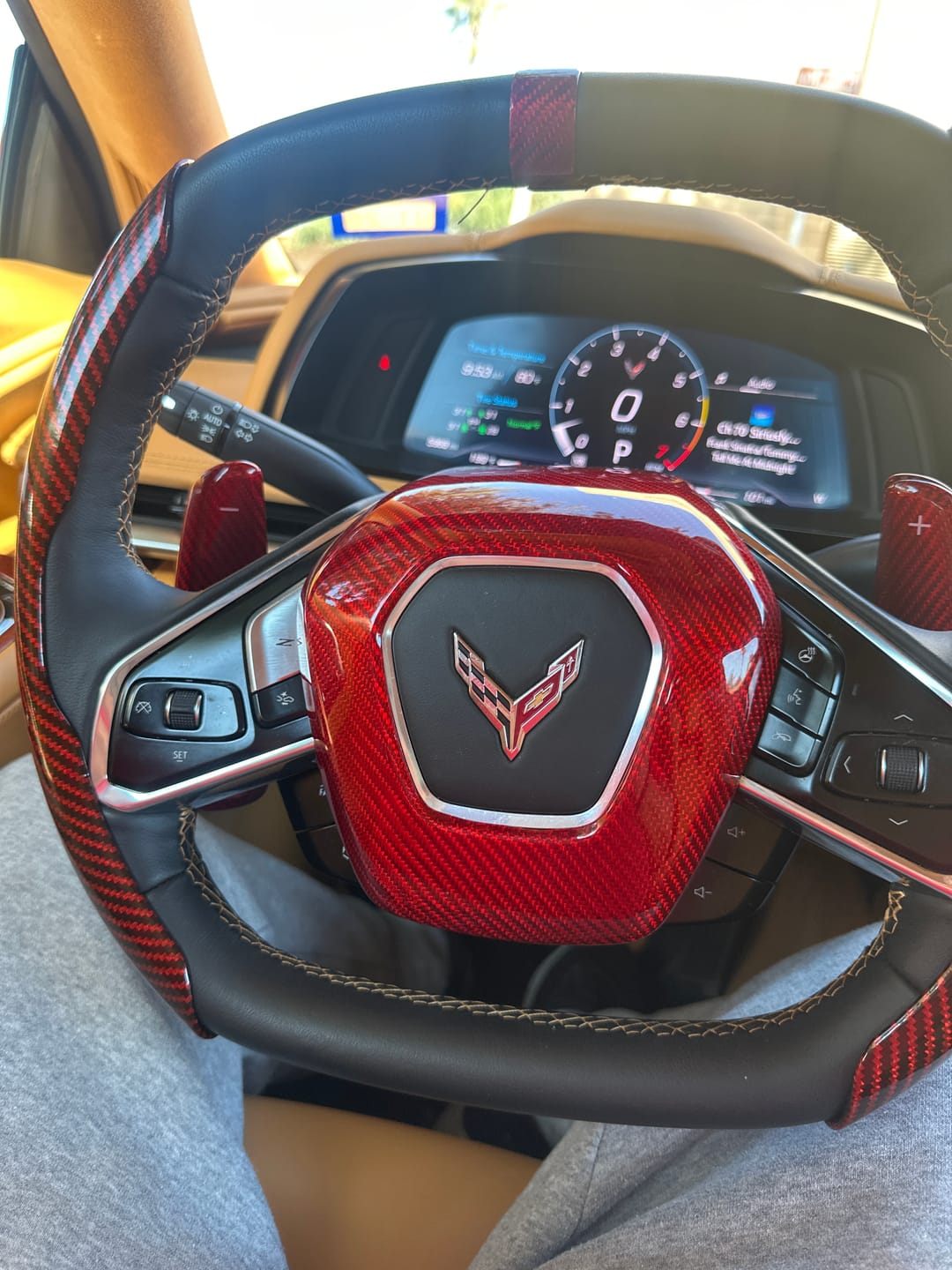 Customer photo review of C8 2020+ Corvette Steering Wheel Carbon Fiber Airbag Cover