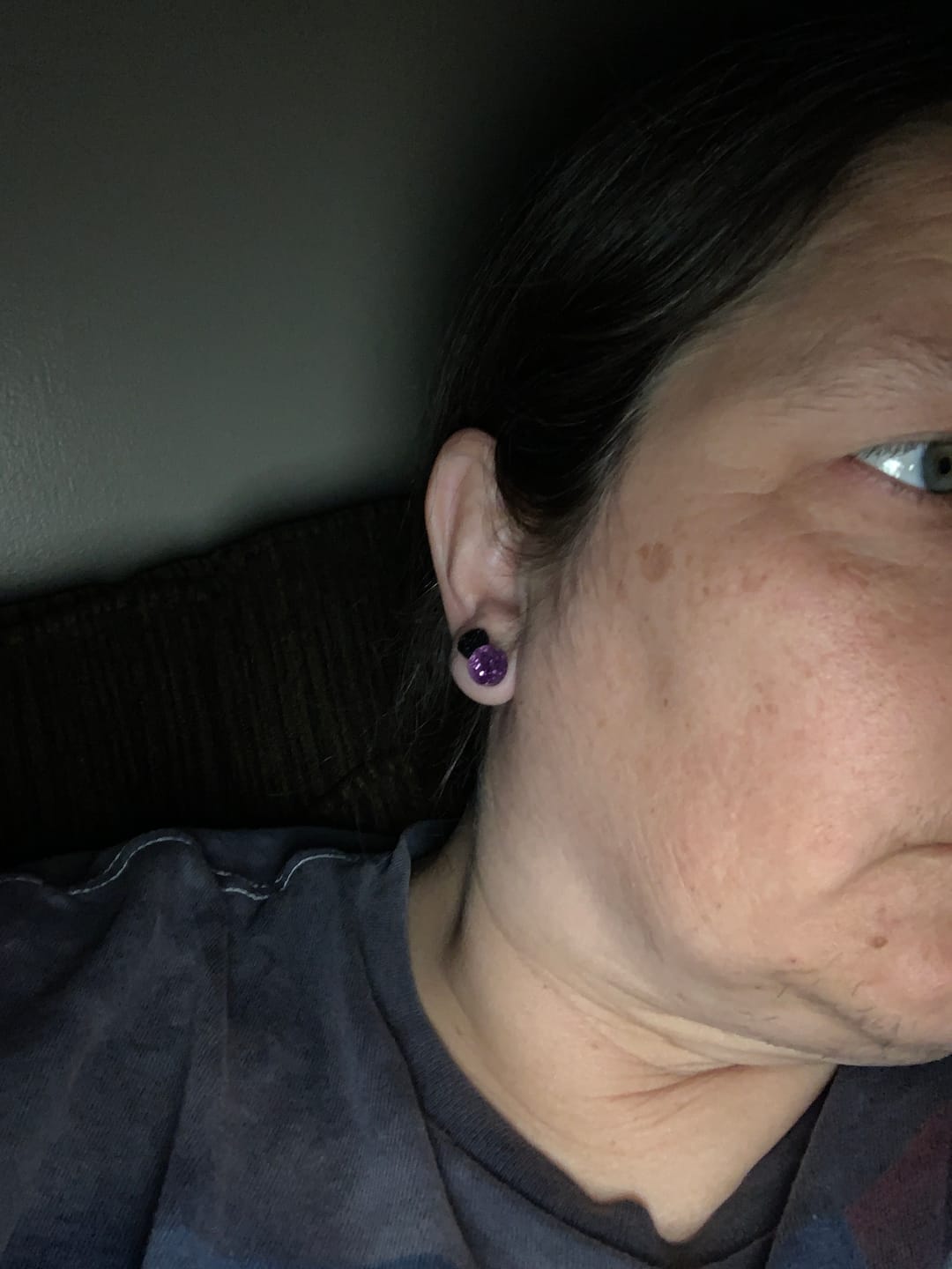 Customer photo review of Medium Faux Druzy Studs Hypoallergenic Earrings for Sensitive Ears Made with Plastic Posts