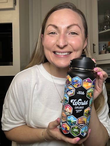 Customer photo review of Let's Wander™ World Explorer Water Bottle + Stickers