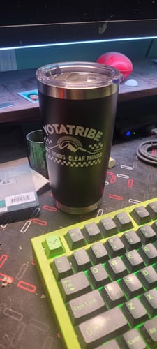 Customer photo review of YotaTribe 20 oz “Dirt Roads • Clear Minds” Adventure Tumbler – Magnetic‑Seal Lid, Vacuum‑Insulated Stainless Steel