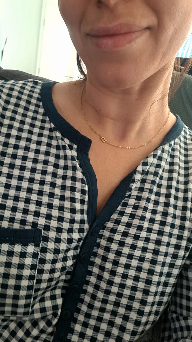 Customer photo review of Sideways Single Initial Letter Necklace