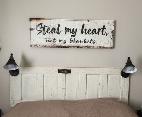 Customer photo review of Custom Rustic Canvas Sign