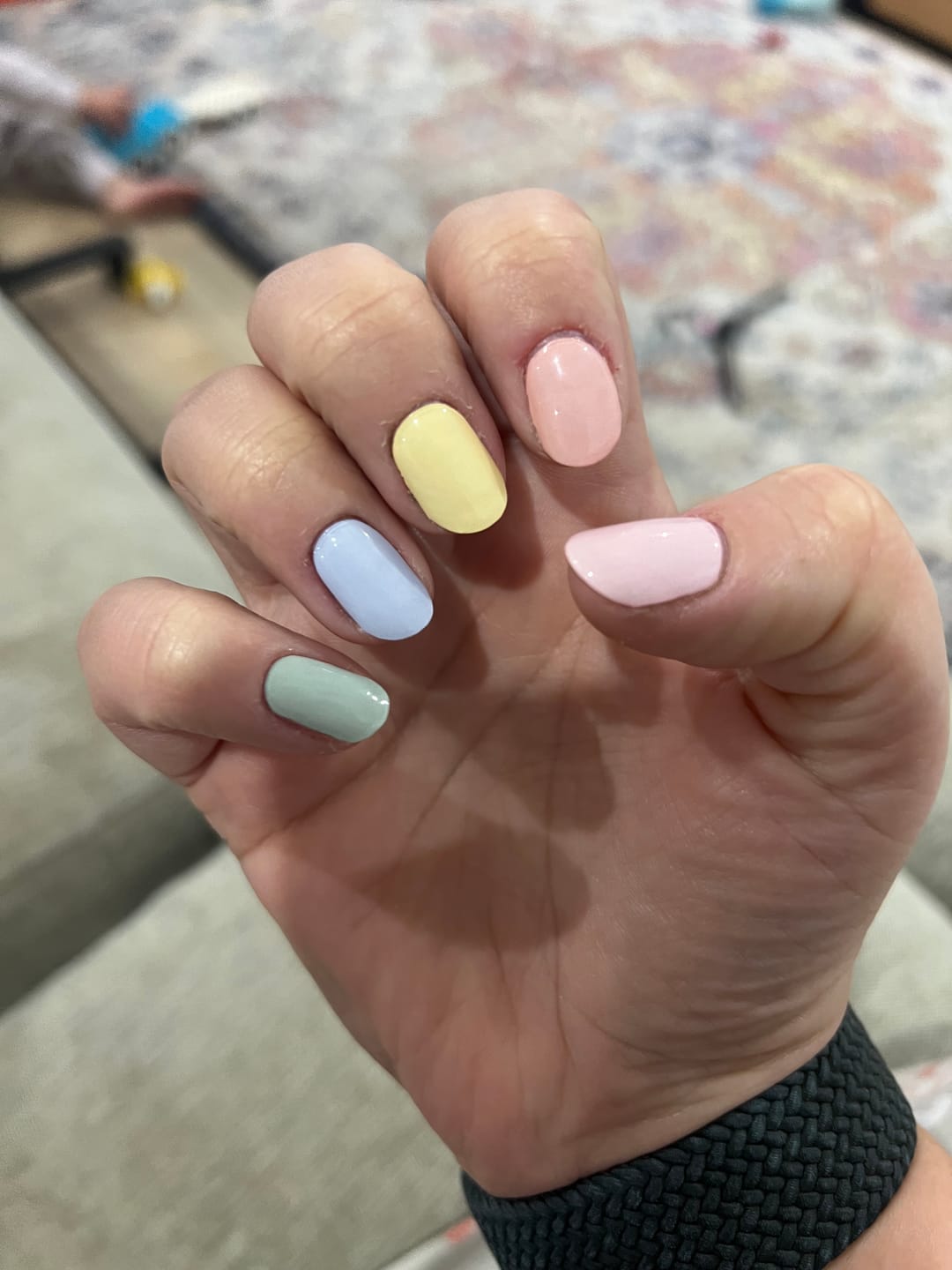 Customer photo review of Pastel Rainbow DIY Semicured Gel Nail Sticker Kit