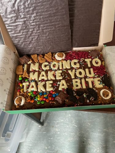 Customer photo review of Mega custom message loaded brownie