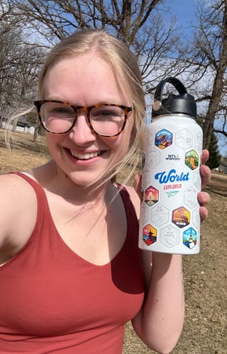 Customer photo review of Let's Wander™ World Explorer Water Bottle + Stickers