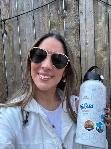 Customer photo review of Let's Wander™ World Explorer Water Bottle + Stickers