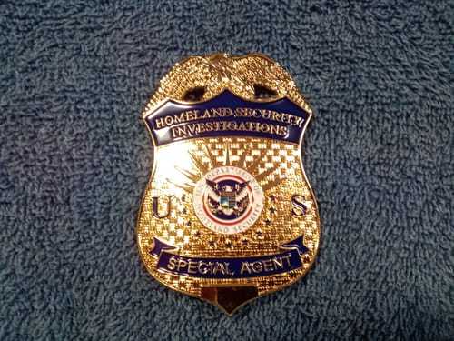 Customer photo review of US HSI Homeland Security Investigations Special Agent Badge Solid Copper Replica Movie Props