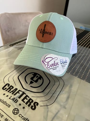 Customer photo review of Custom Ponytail Mesh Back Leather Patch Hat Women
