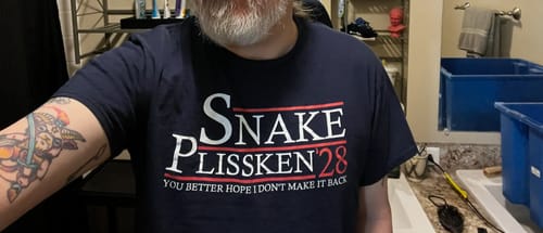 Customer photo review of Snake Plissken 28 Cotton Tee