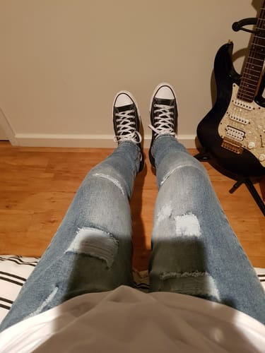 Customer photo review of Ultra Stretch Jeans - Skinny Fit - Blue Ripped