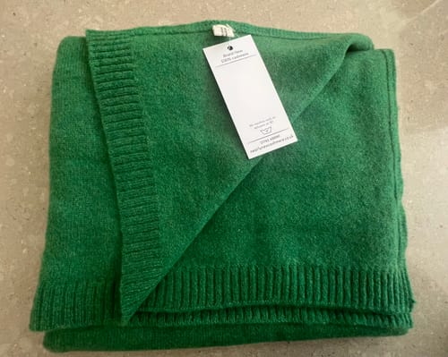 Customer photo review of Brand New Shamrock Green Recycled Cashmere Wrap