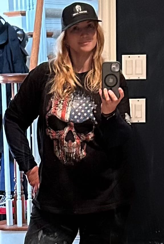 Customer photo review of USA Flag Skull T-Shirt