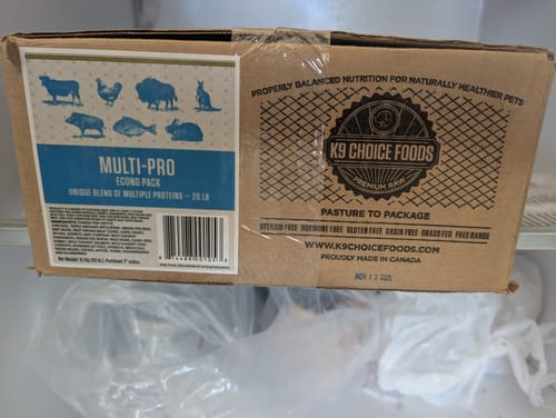 Customer photo review of K9 Choice - Multi Pro Econo Pack 9.1kg/20lb - Frozen Raw Dog Food