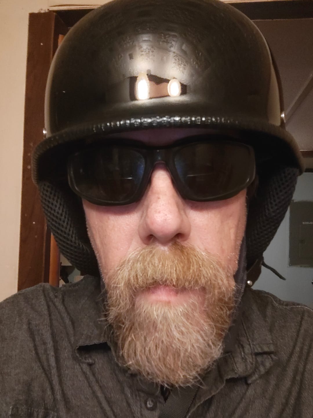 Customer photo review of Mayan Style Half Helmet Lightweight Face German Style DOT Helmet - Gloss Black