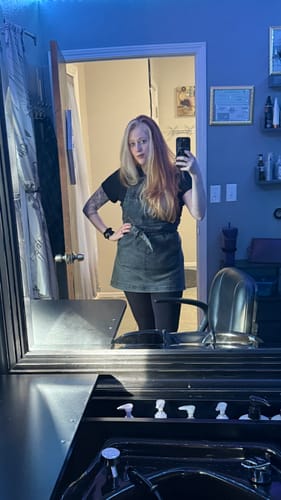 Customer photo review of Over Shoulder Black Acid Washed Apron