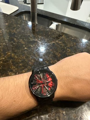 Customer photo review of Black & Red Leather Strap