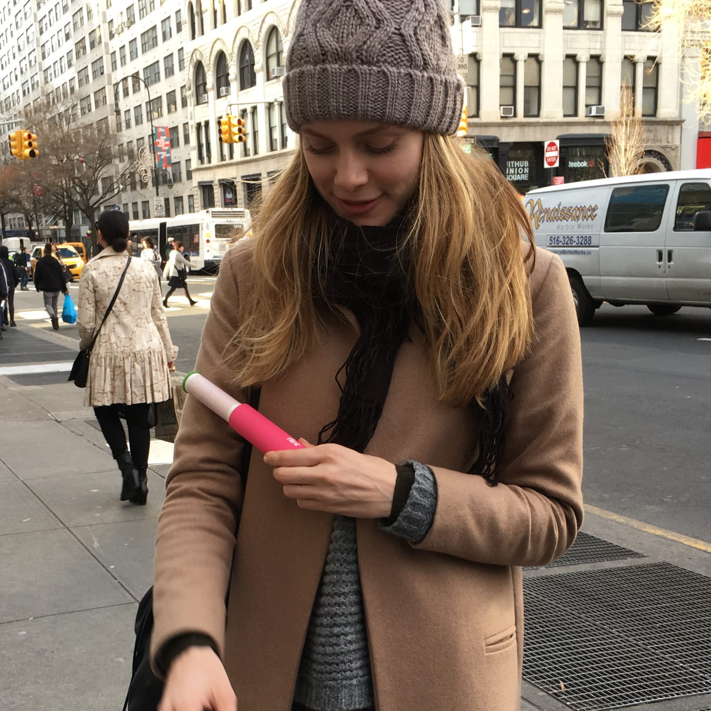 Customer photo review of Flint Mini Lint Roller – Pink – 90 Sheets (Value Pack)