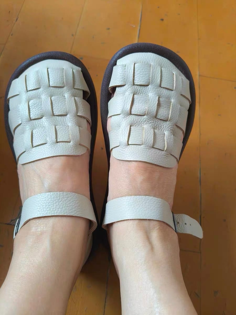 Customer photo review of Wide Toe Box Soft Sole Comfortable Retro Flat Sandals