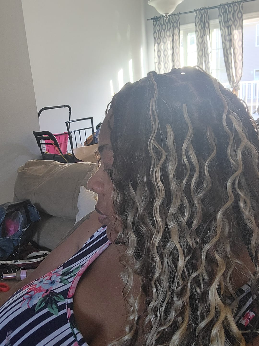 Customer photo review of #4/#27 Piano Color Deep Wave Bulk Hair Extensions for Braiding