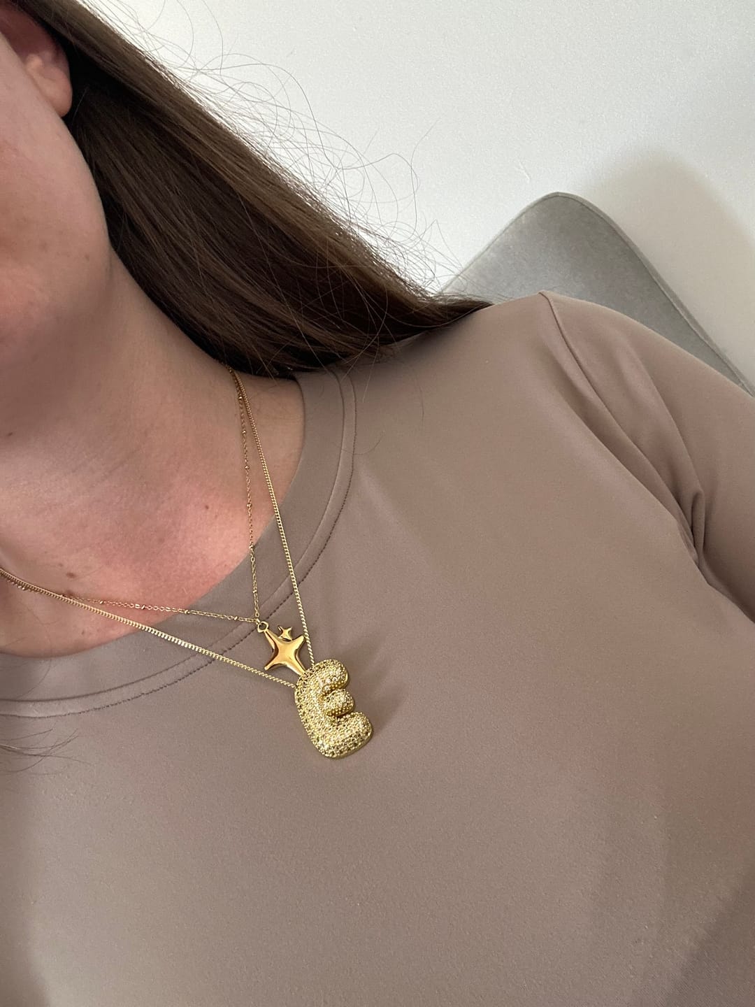 Customer photo review of jelly bubble letter necklace