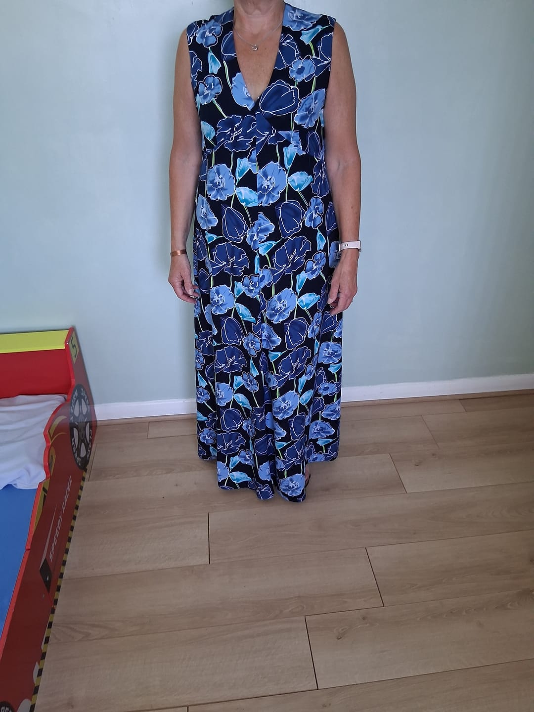 Customer photo review of Flower Drawings on Black Viscose Challis Fabric