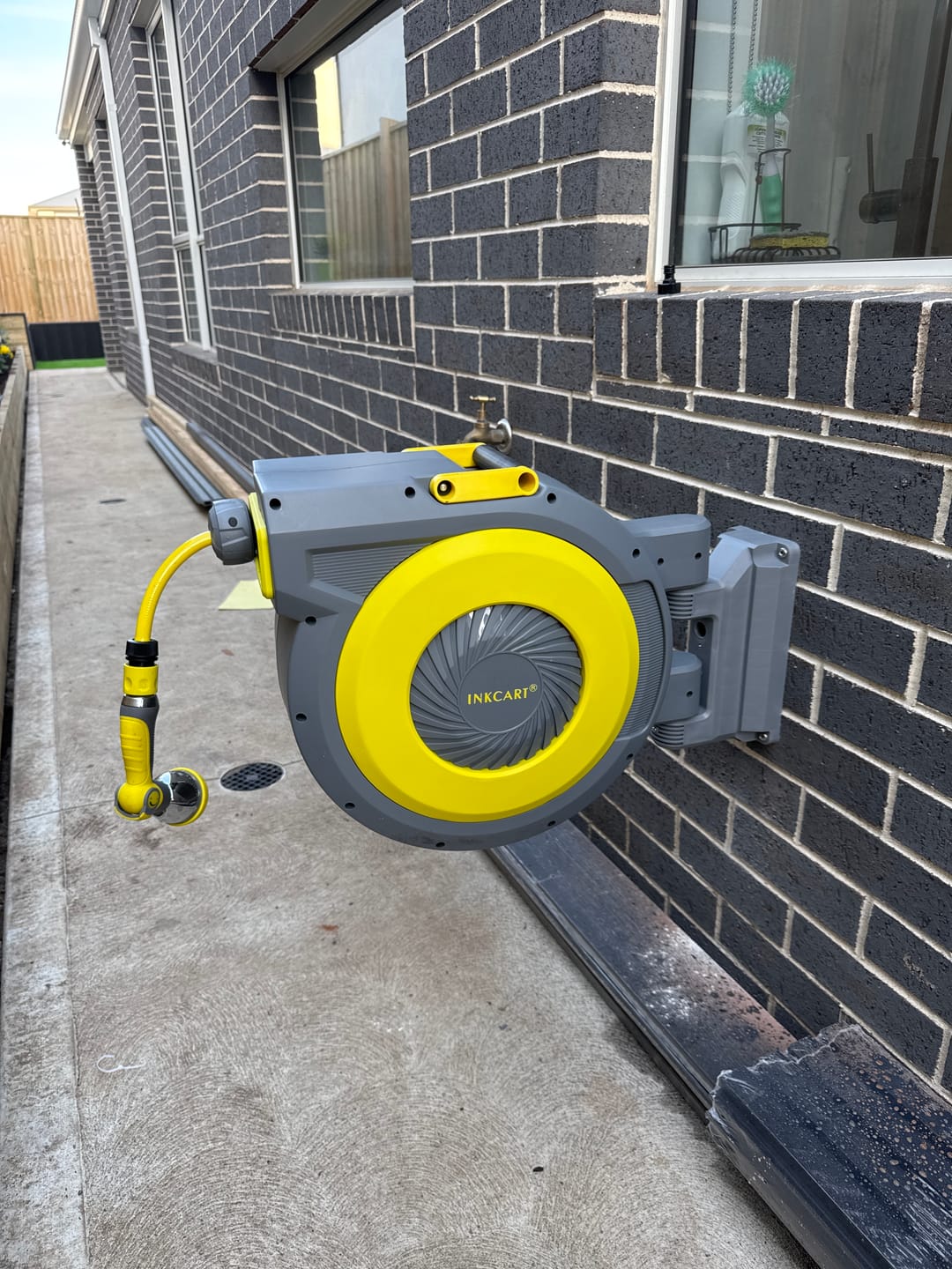 Customer photo review of 30m Retractable Garden Hose Reel.. Fully Installed