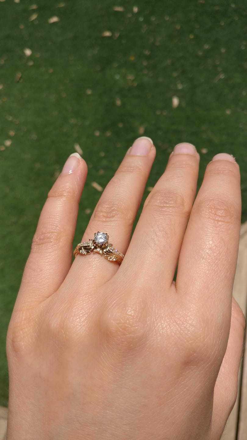 Customer photo review of Phantom Guardian Diamond or Moissanite Moon Engagment Ring