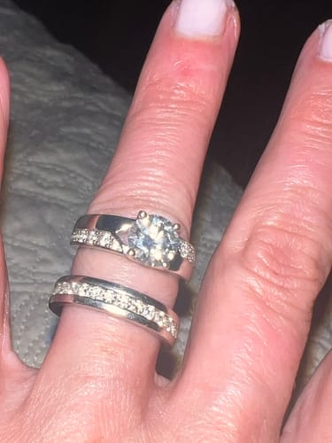 Customer photo review of Channel Set Moissanite Eternity Wedding Band