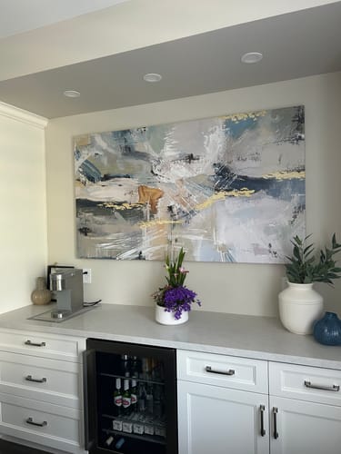 Customer photo review of 'Neutral Blue' Framed Canvas